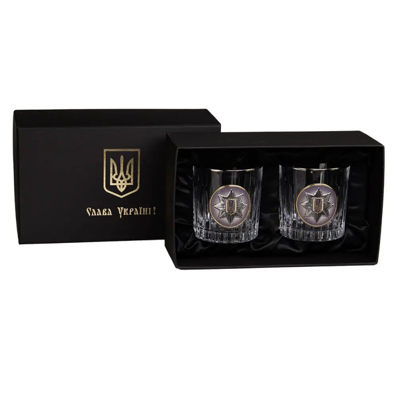 Нацполиция Украины - 2 Boss Crystal - набор из 2 хрустальных стаканов | Золото, Серебро