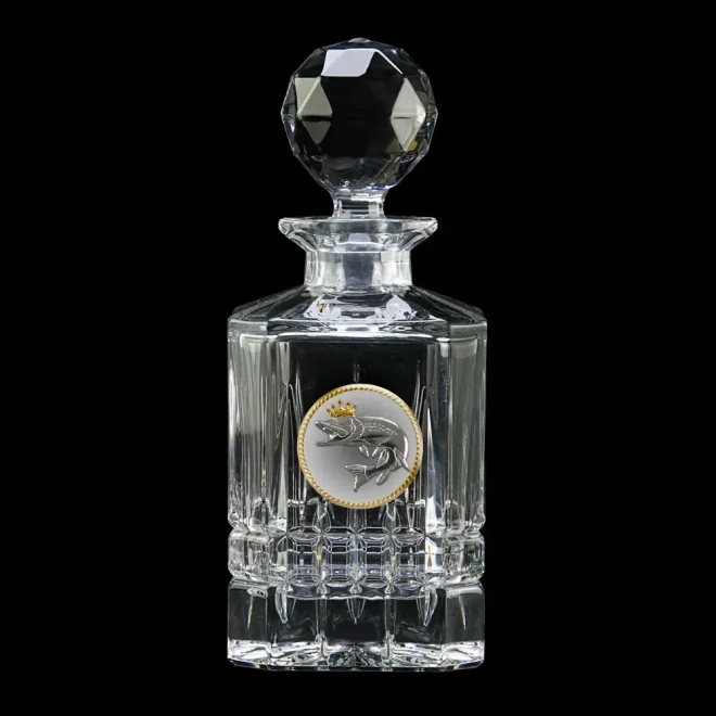 Набір для віскі «FISHERMAN» Boss Crystal - 6 кришталевих келихів з графином | Золото, Срібло