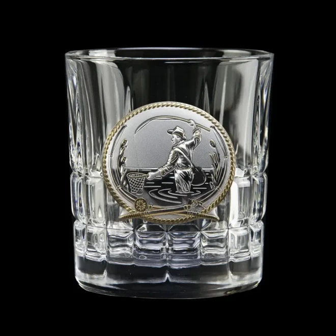 Набір для віскі «FISHERMAN» Boss Crystal - 6 кришталевих келихів з графином | Золото, Срібло