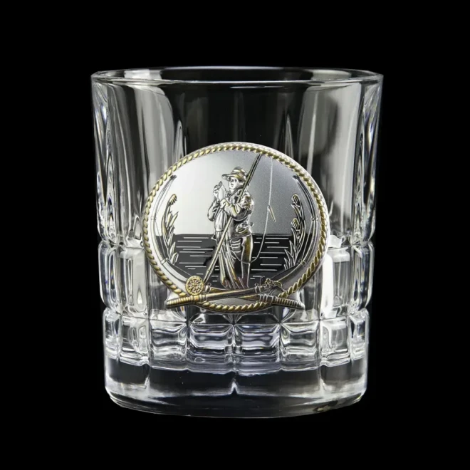 Набір для віскі «FISHERMAN» Boss Crystal - 6 кришталевих келихів з графином | Золото, Срібло