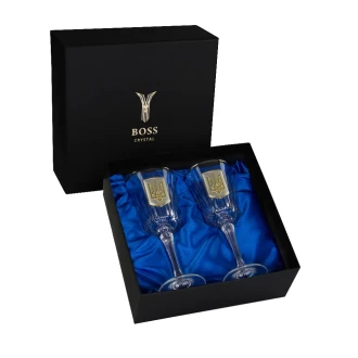 Набір для віскі «ТРИЗУБ» Boss Crystal - 6 кришталевих келихів з графином | Золото, Срібло