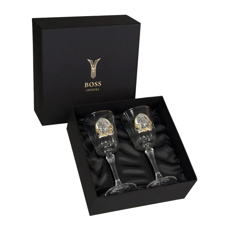 Набір для вина «ЛІДЕР» Boss Crystal - 2 кришталеві келихи | Золото, Срібло, Платина