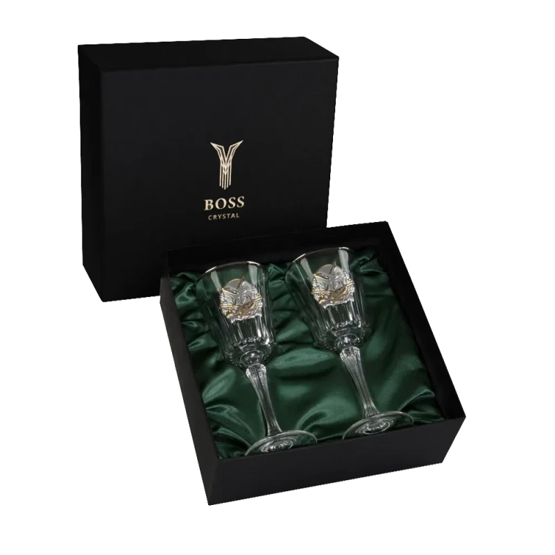 Набір для вина «HUNTER» Boss Crystal - 2 кришталеві келихи | Золото, Срібло, Платина