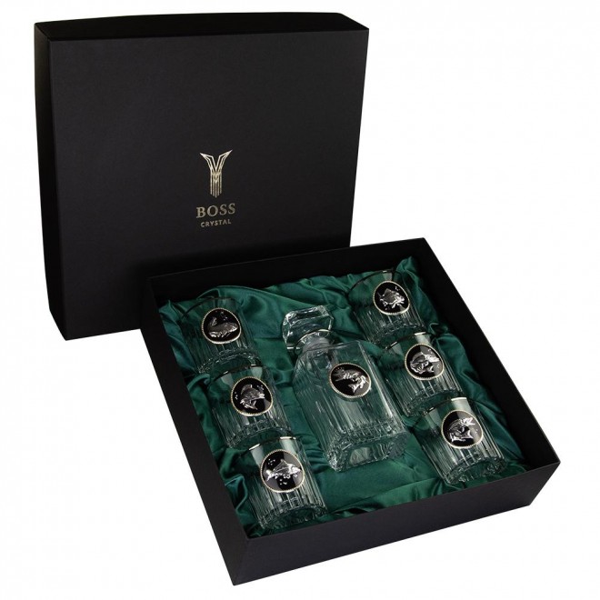«GOLDFISH» Boss Crystal - набір з 6 кришталевих склянок з графином | Золото, Срібло, Платина