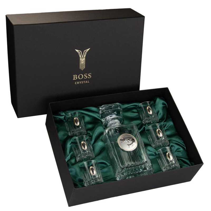 "FISHERMAN" Boss Crystal - набор из 6 хрустальных рюмок с графином | Золото, Платина, Серебро "FISHERMAN" Boss Crystal - набор из 6 хрустальных рюмок с графином | Золото, Платина, Серебро