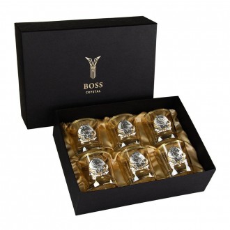 «LEADER SENATOR» Boss Crystal — набір із 6 кришталевих келихів із позолотою | Золото, Срібло