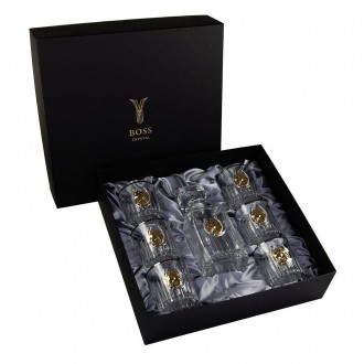«Золотий кінь» Boss Crystal - набір із 6 кришталевих келихів із графином | Золото, Срібло, Платина