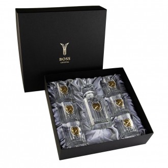 «Золотий кінь» Boss Crystal - набір із 6 кришталевих келихів із графином | Золото, Срібло