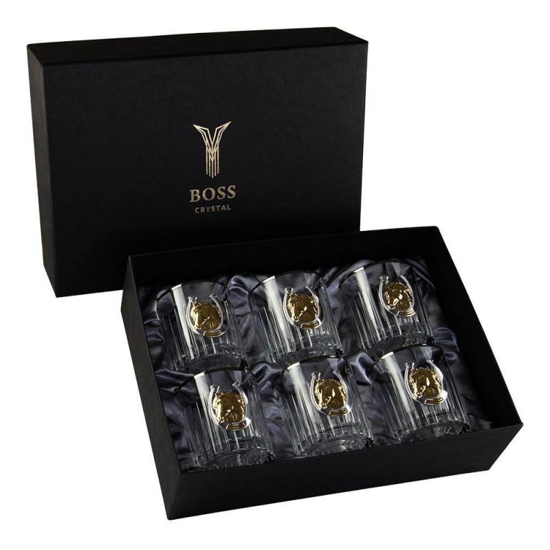 "Золотой конь" Boss Crystal - набор из 6 хрустальных стаканов | Золото, Серебро, Платина