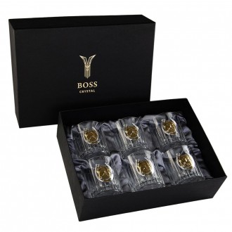 «Золотий кінь» Boss Crystal - набір із 6 кришталевих келихів | Золото, Срібло