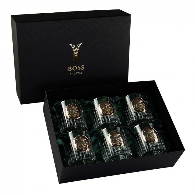 "ТАМОЖНЯ" Boss Crystal - набор из 6 хрустальных стаканов | Золото, Серебро, Платина