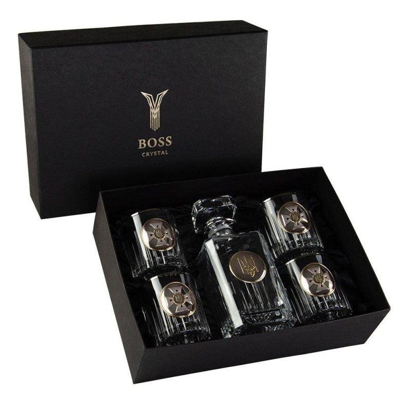"МЧС" Boss Crystal - набор из 4 хрустальных стаканов с графином | Золото, Серебро, Платина