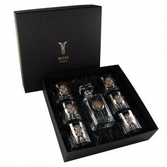«МНС» Boss Crystal - набір із 6 кришталевих келихів із графином | Золото, Срібло, Платина
