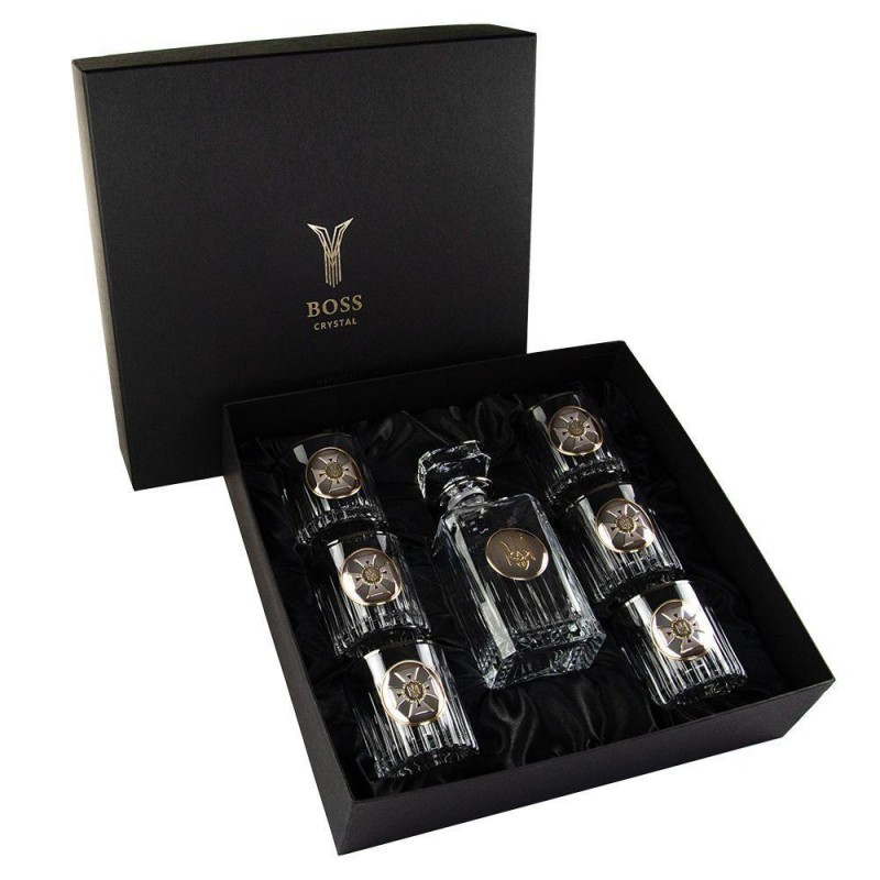 "МЧС" Boss Crystal - набор из 6 хрустальных стаканов с графином | Золото, Серебро, Платина