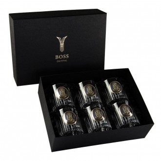 «ШЕВРОН ВМФ» Boss Crystal - набір з 6 кришталевих келихів | Золото, Срібло, Платина