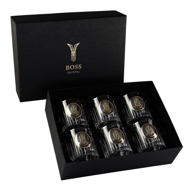 "ШЕВРОН ВМФ" Boss Crystal - набор из 6 хрустальных стаканов с графином | Золото, Серебро, Платина