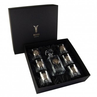 «ШТАБ ВМФ» Boss Crystal - набір із 6 кришталевих келихів із графином | Золото, Срібло, Платина