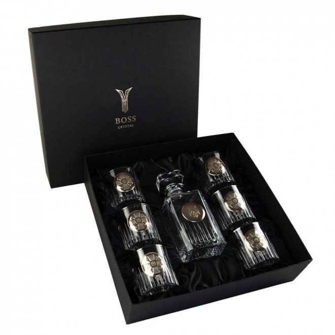 «ШТАБ ВМФ» Boss Crystal - набір із 6 кришталевих келихів із графином | Золото, Срібло, Платина