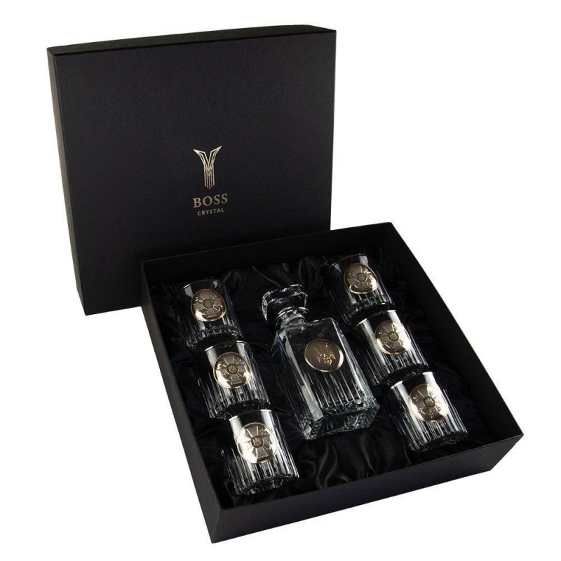 «ШТАБ ВМФ» Boss Crystal - набір із 6 кришталевих келихів із графином | Золото, Срібло, Платина