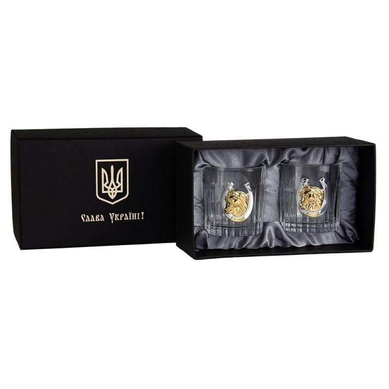 «Золотий кінь» Boss Crystal - набір із 2 кришталевих келихів | Золото, Срібло