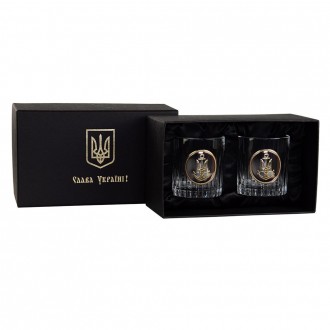 «ШЕВРОН ВМФ» Boss Crystal - набір з 2 кришталевих склянок | Золото, Срібло