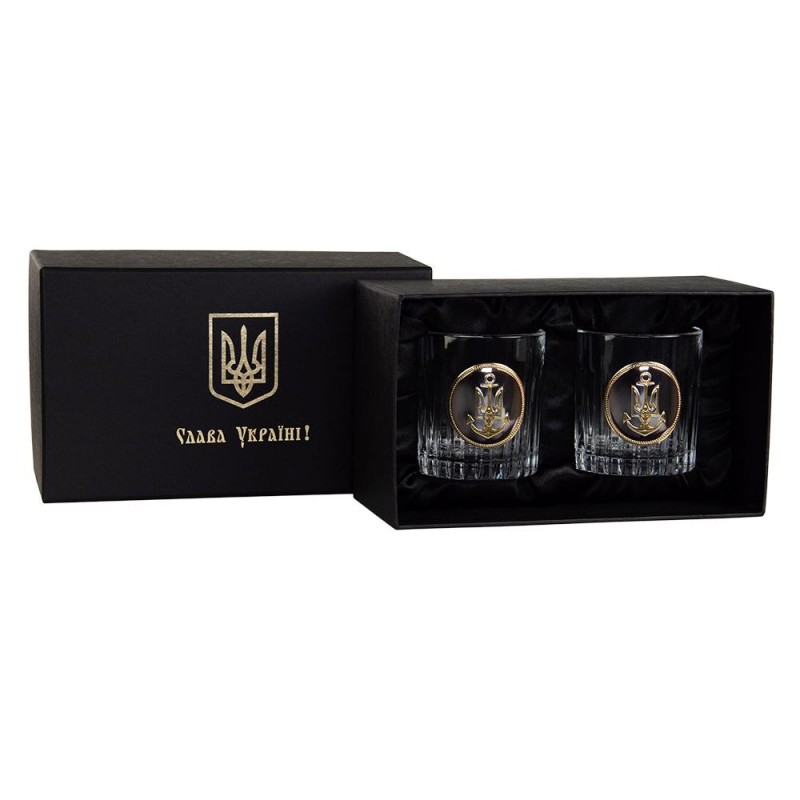 "ШЕВРОН ВМФ" Boss Crystal - набор из 2 хрустальных стаканов | Золото, Серебро
