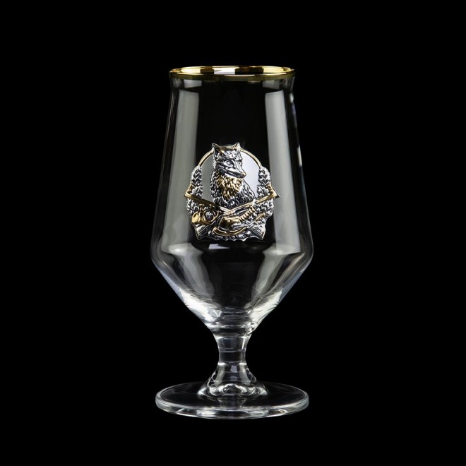 Келихи для пива «HUNTER» Boss Crystal - набір із 6 кришталевих келихів | Золото, Срібло