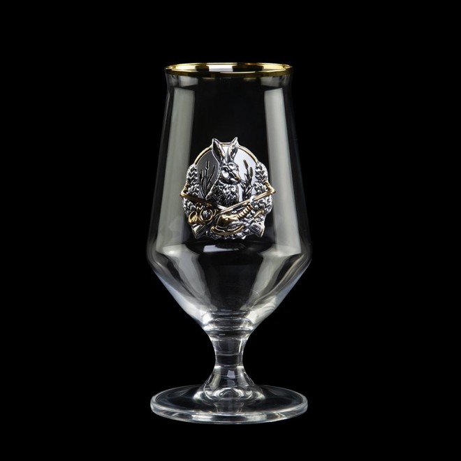 Келихи для пива «HUNTER» Boss Crystal - набір із 6 кришталевих келихів | Золото, Срібло