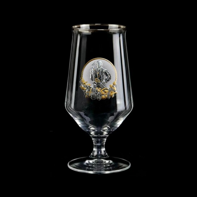 Келихи для пива «КОЗАКИ» Boss Crystal - набір із 6 кришталевих келихів | Золото, Срібло