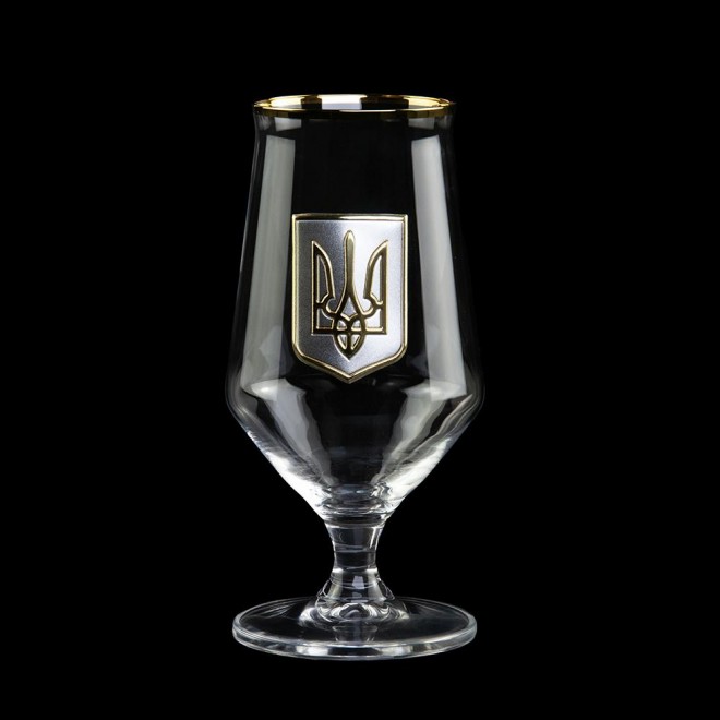 Келихи для пива «ТРИЗУБ» Boss Crystal - набір із 6 кришталевих келихів | Золото, Срібло