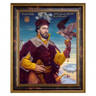 Картина-портрет «Гетьман Дмитро Вишневецький (Байда)» 39 x 47 см | Фарфор, Золото