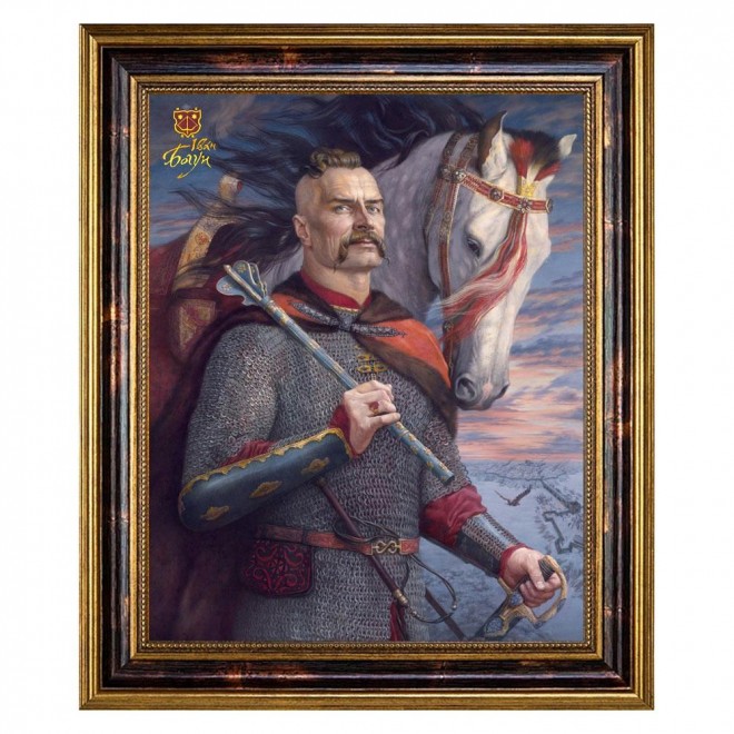 Картина-портрет «Гетьман Іван Богун» 39 x 47 см | Порцеляна, Золото