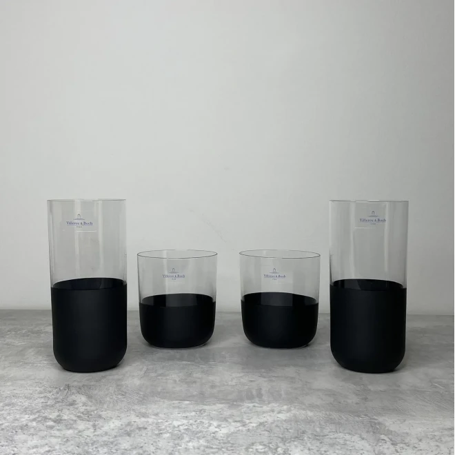 Набір із 4 склянок для води чорний Manufacture Rock Villeroy & Boch, 300 мл
